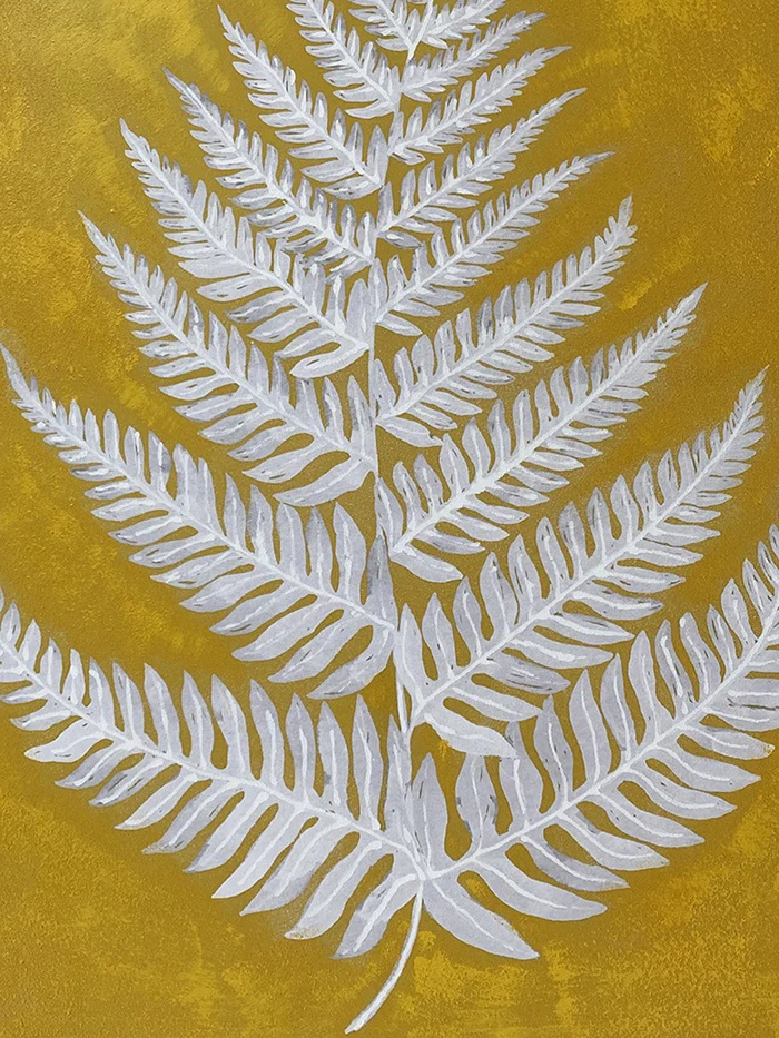 Free Spirit Fern Leaf Canvas Wall Art - White, Grey, Yellow - Image 2