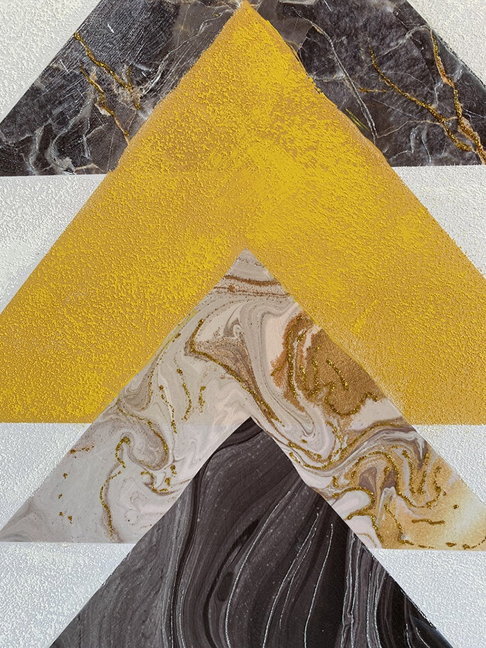 Free Spirit Geometric Canvas Wall Art - White, Yellow, Grey - Image 2
