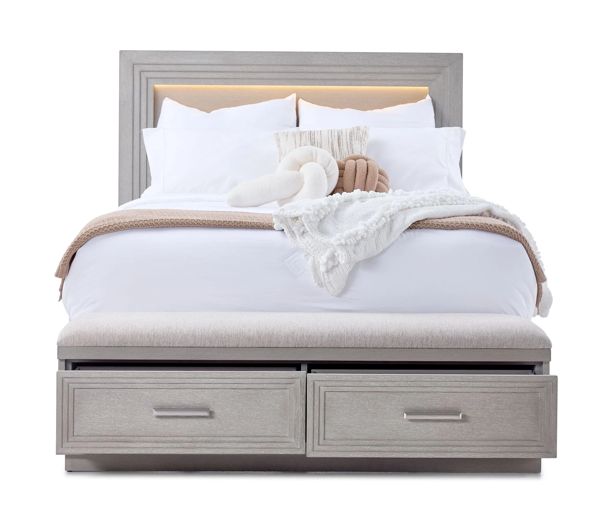 Fresh Perspective Cascade 3-Piece King Storage Bench Bed - Dovetail Grey - Image 5