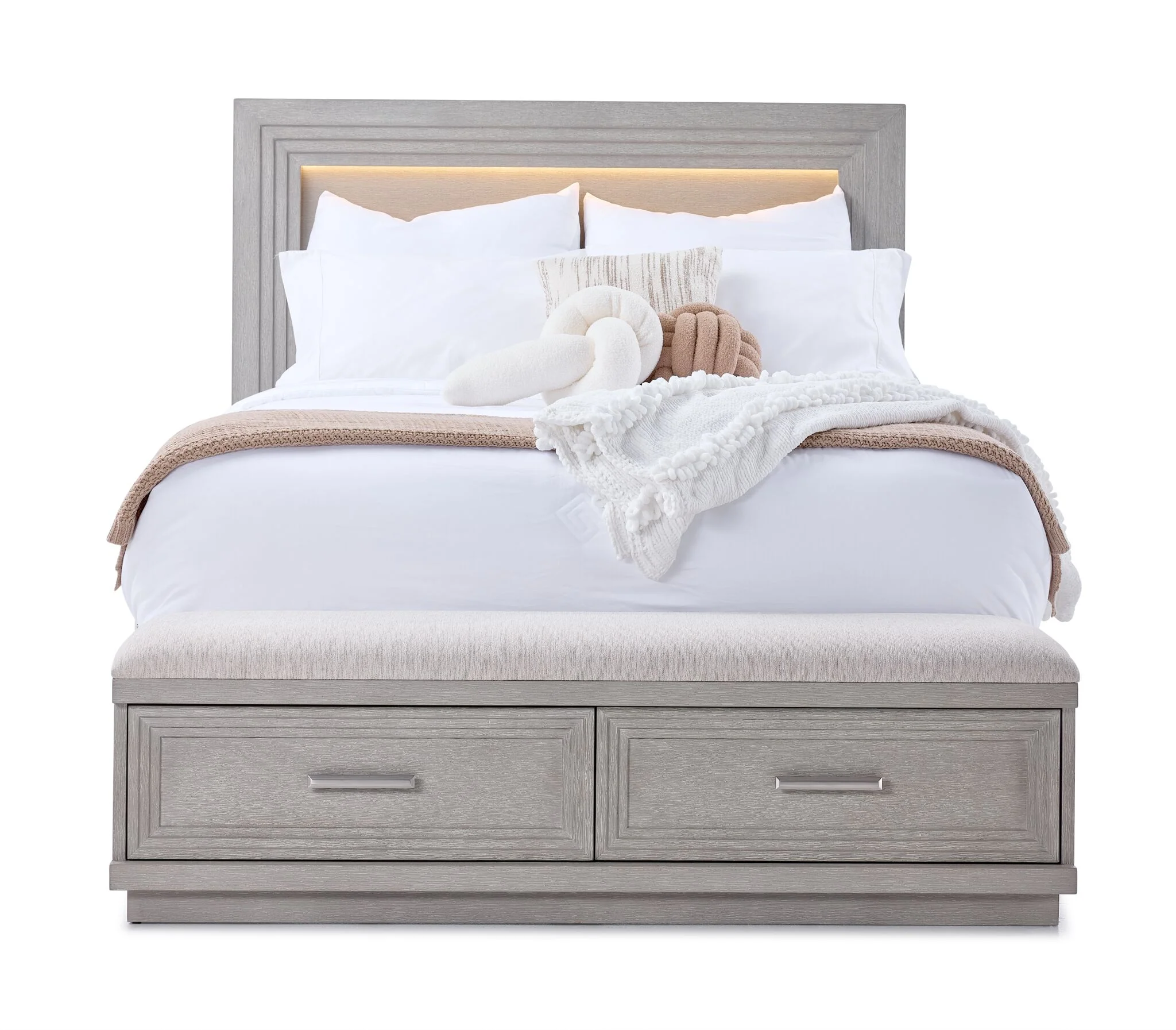 Fresh Perspective Cascade 3-Piece Queen Storage Bench Bed - Dovetail Grey - Image 4