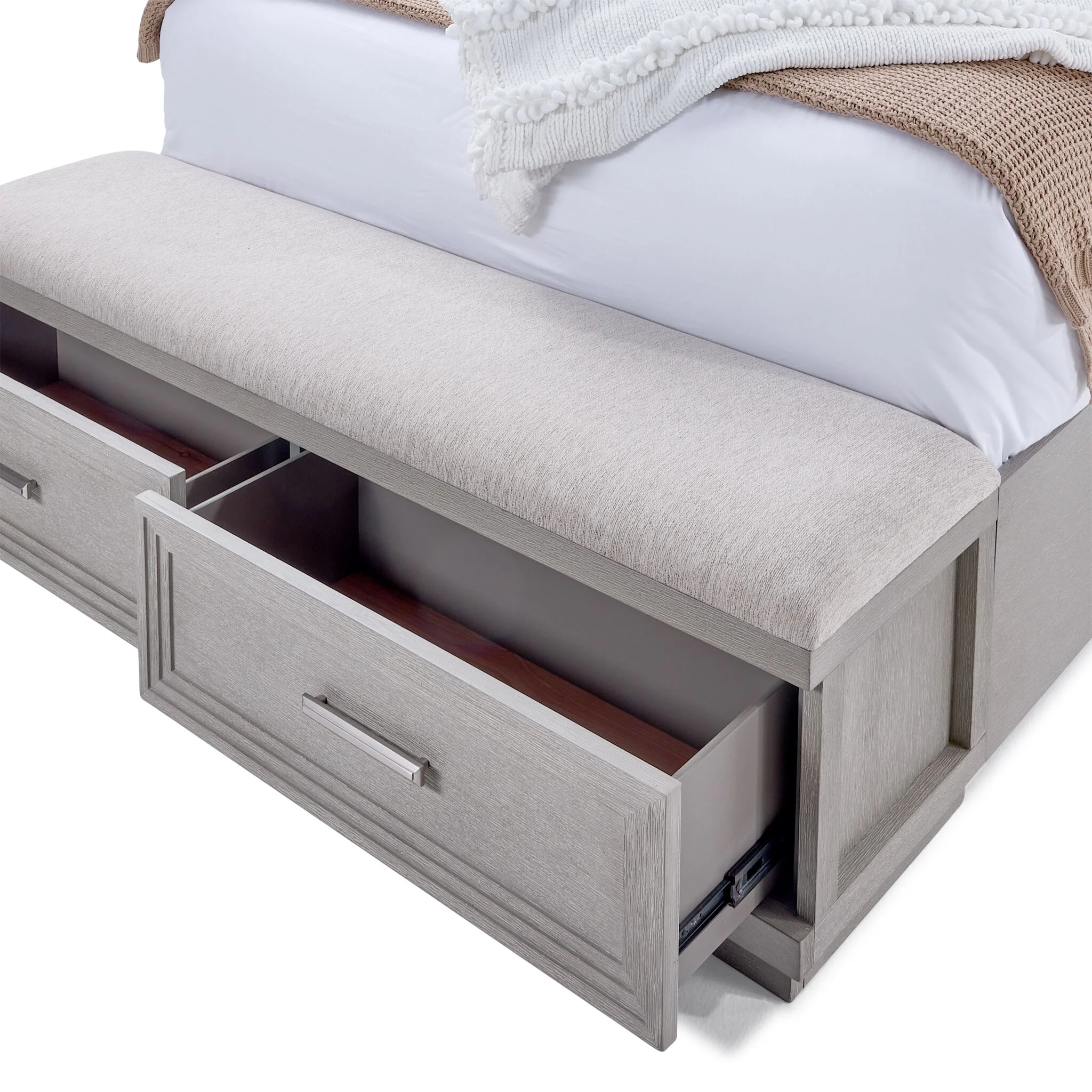 Fresh Perspective Cascade 3-Piece Queen Storage Bench Bed - Dovetail Grey - Image 8