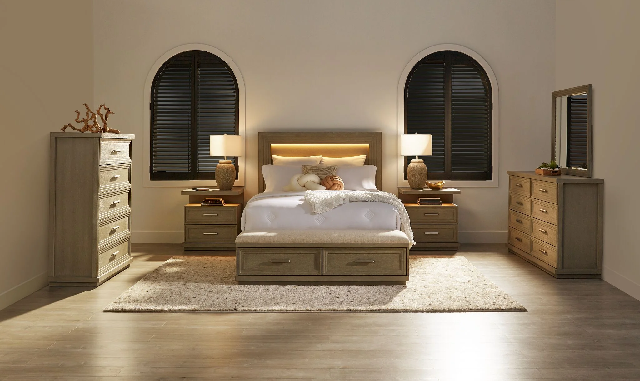 Fresh Perspective Cascade 6-Piece Queen Storage Bench Bedroom Package - Dovetail Grey - Image 3