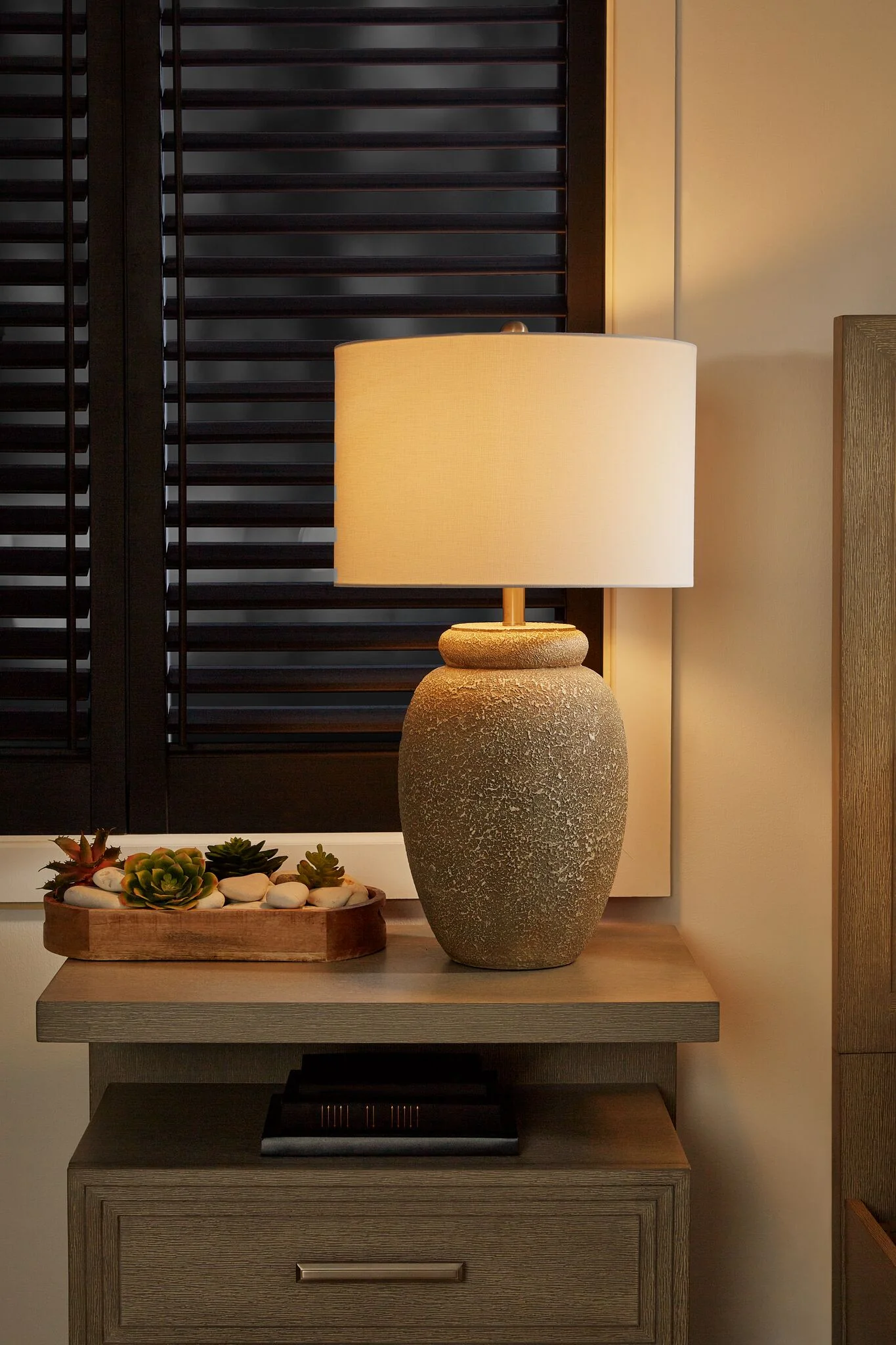 Fresh Perspective Ceramic Bedroom Table Lamp - Light Brown and White - Image 2