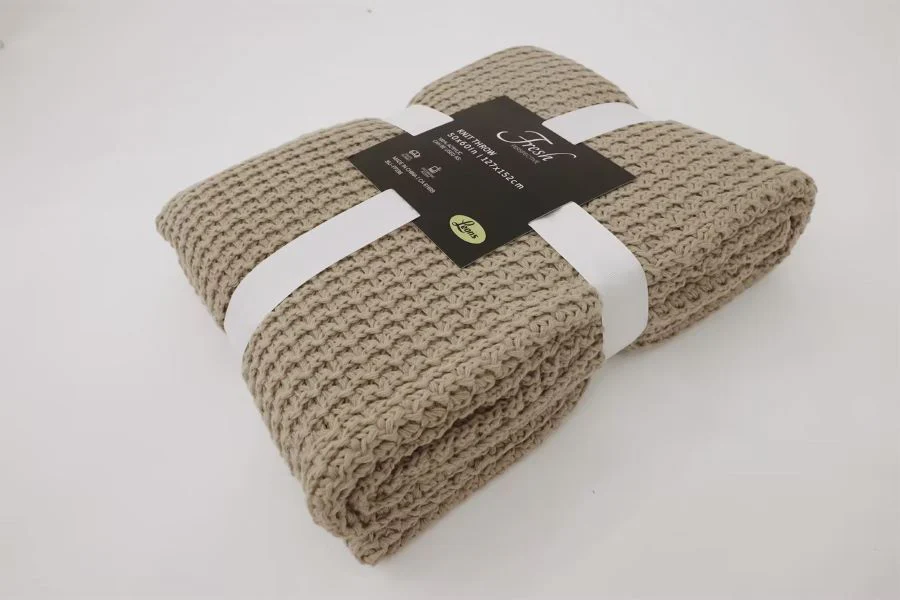 Fresh Perspective Knit Ivory Throw -Light Brown - Image 3