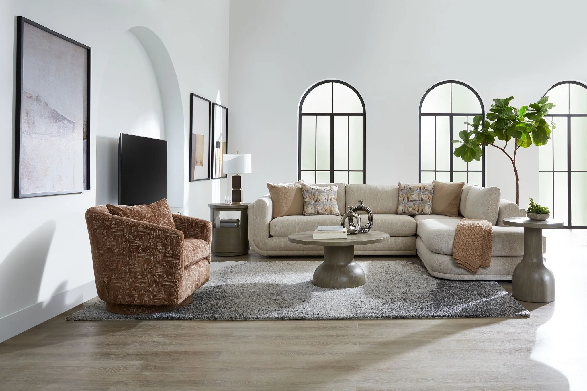 Fresh Perspective - Perspective 2-Piece Sectional with Right-Facing Chaise - Beige - Image 3
