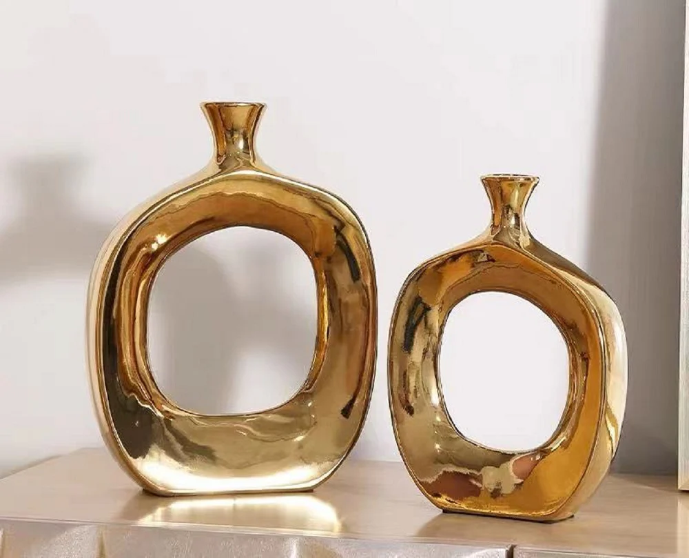 Fresh Perspective Shiny Gold Small Vase -Gold - Image 3