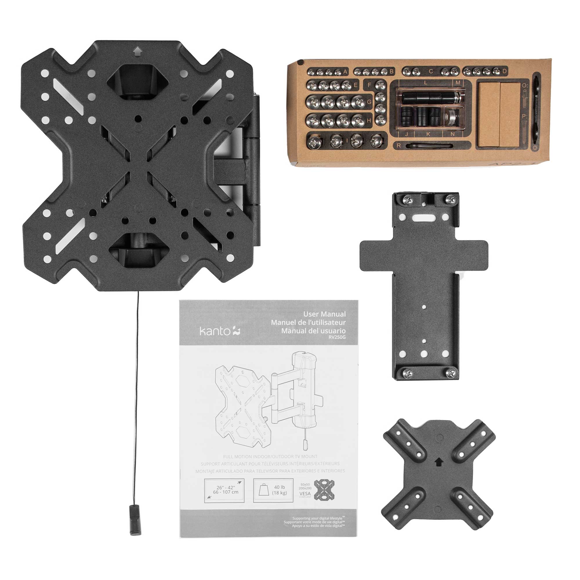 Full Motion Indoor/Outdoor TV Wall Mount for RVs, Boats and Decks - Fits 26" to 42" TVs - RV250G - Image 6