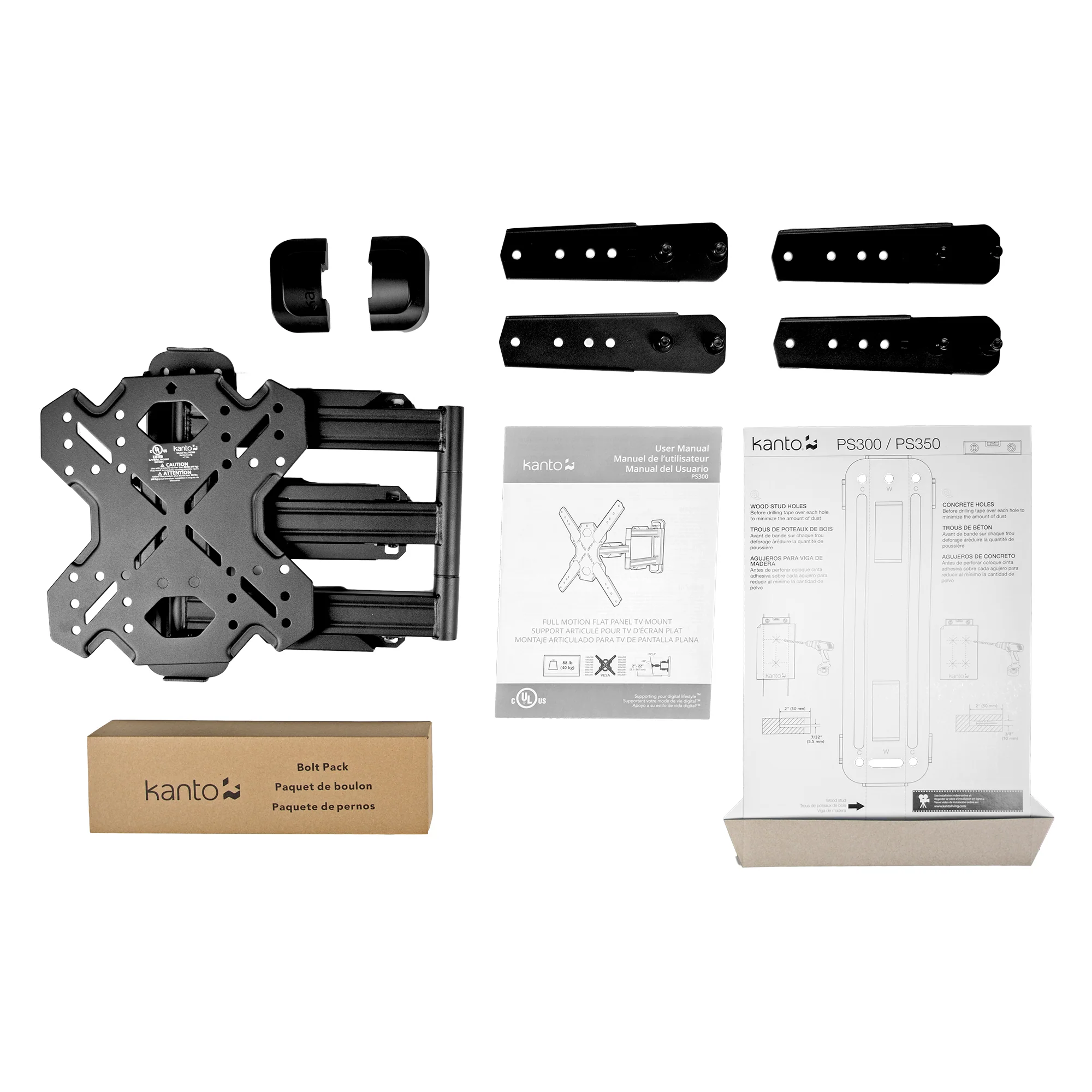 Full Motion Single Stud TV Wall Mount with 22" Extension for 26" to 60" TVs - PS300 - Image 7