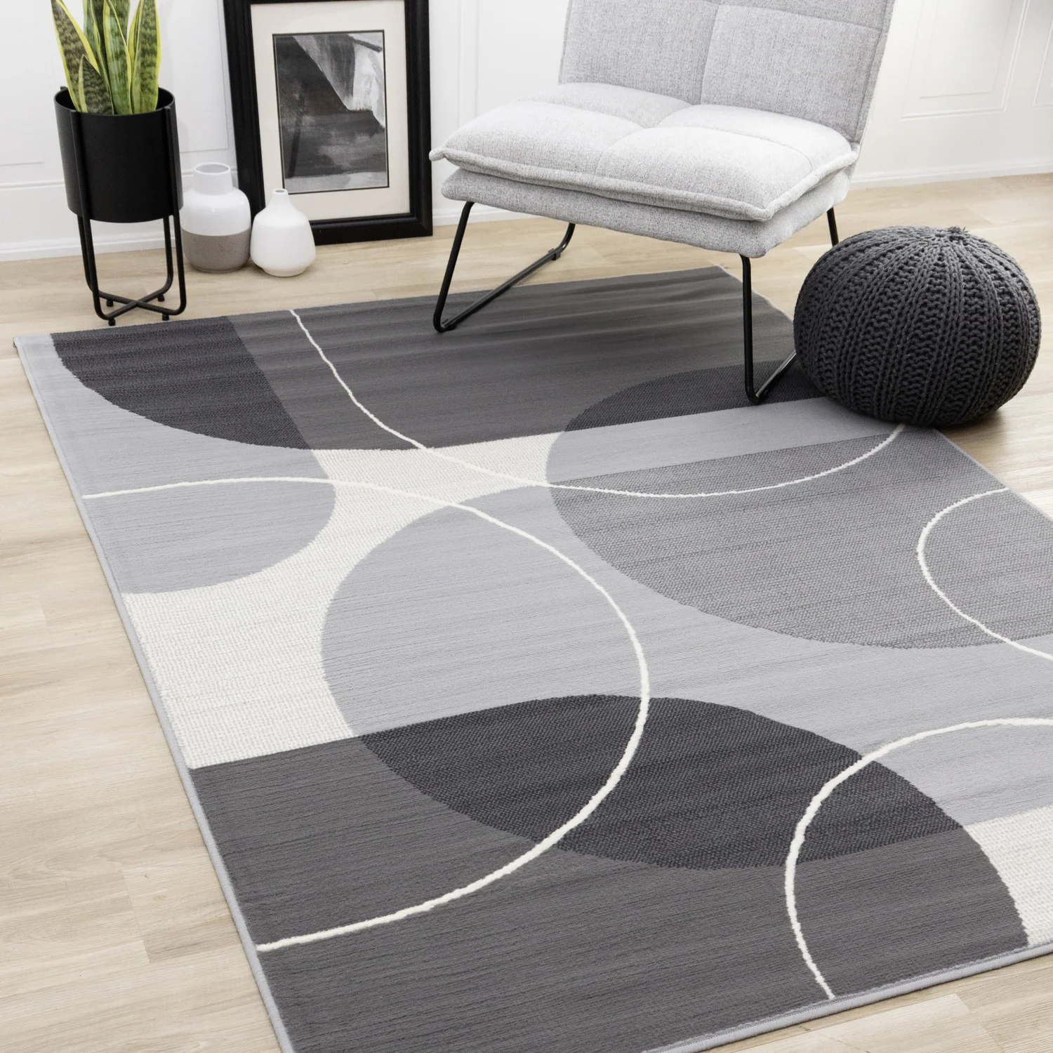 Functional Contemporary Area Rug - 8' X 11' - Grey - Image 2