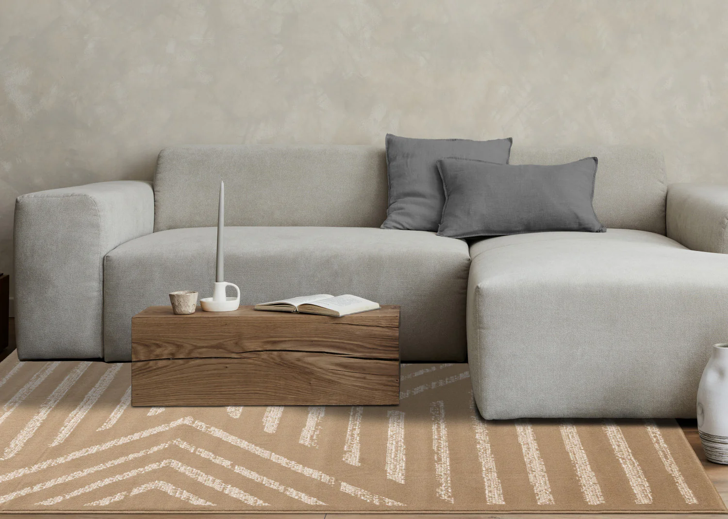 Functional Contemporary Lines Area Rug - 7' X 10' - Brown/Cream - Image 3