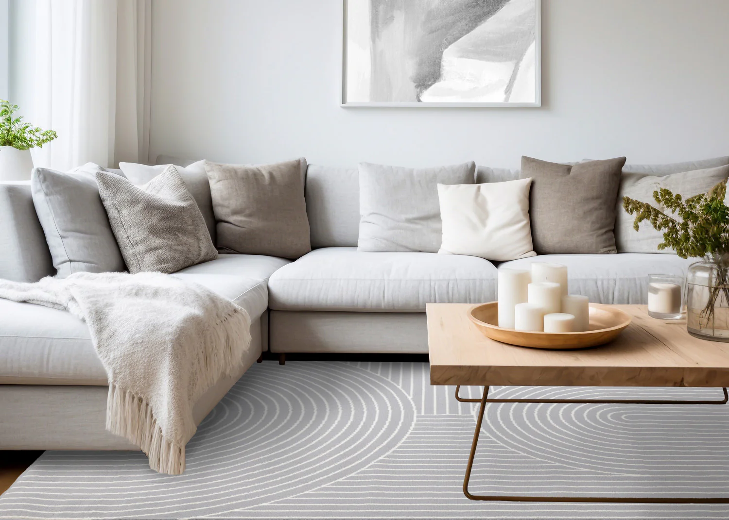 Functional Modern Arches Area Rug - 8' X 11' - Grey/White - Image 3