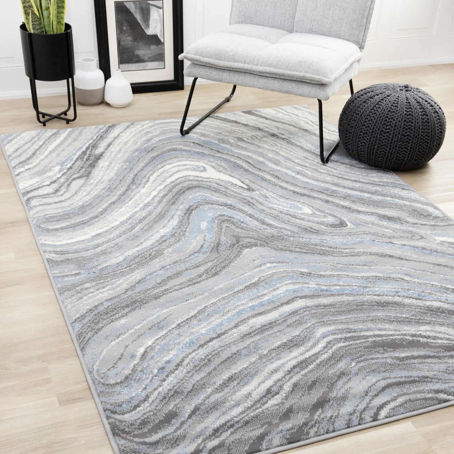Functional Modern Area Rug - 7' X 10' - Blue/Grey - Image 2