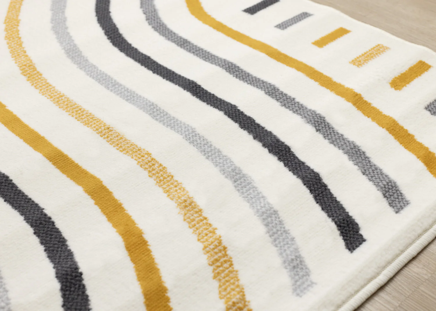 Functional Modern Curves Area Rug - 5' X 8' - Cream/Yellow - Image 4