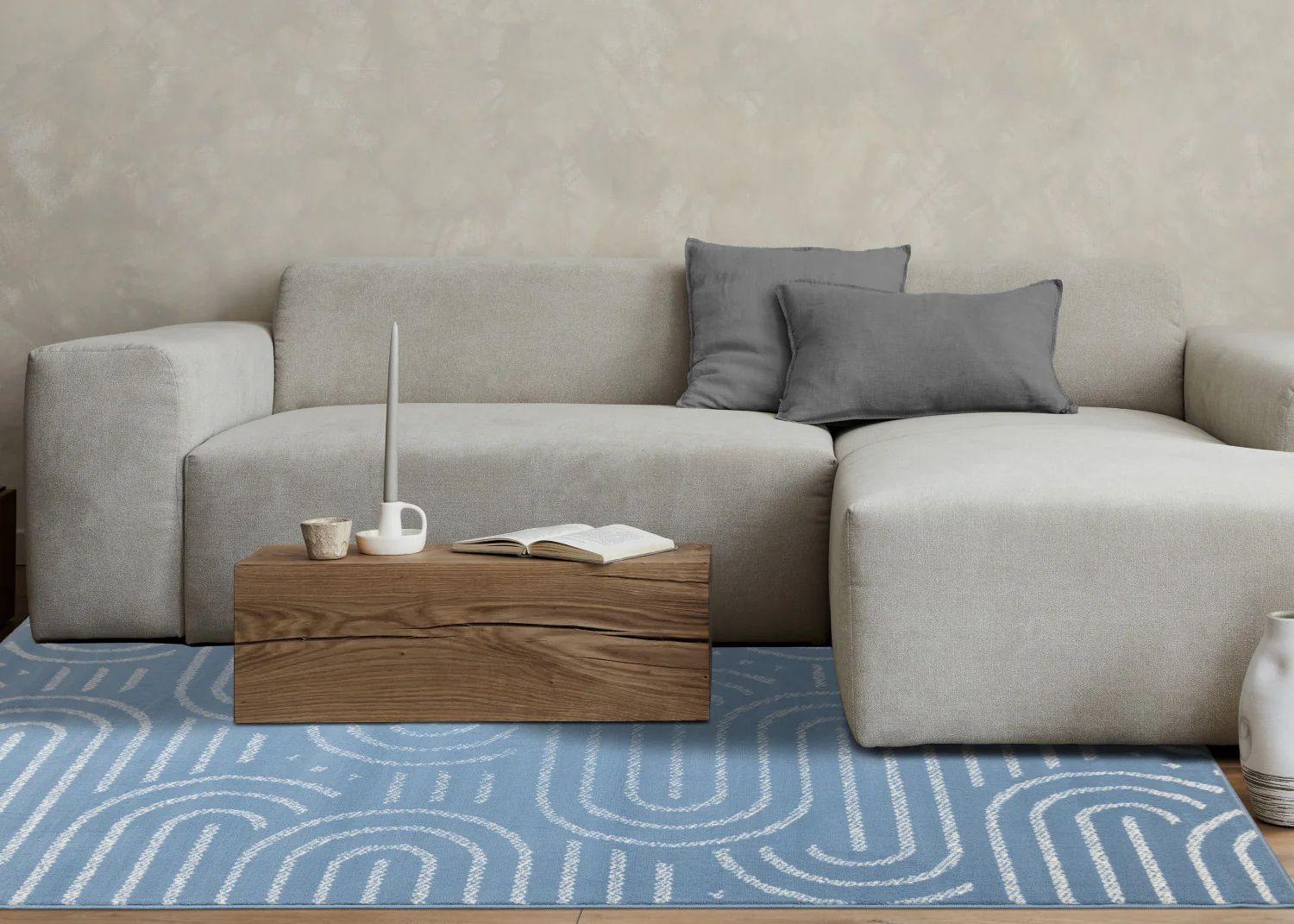 Functional Modern Links Area Rug - 5' X 8' - Blue/Cream - Image 3