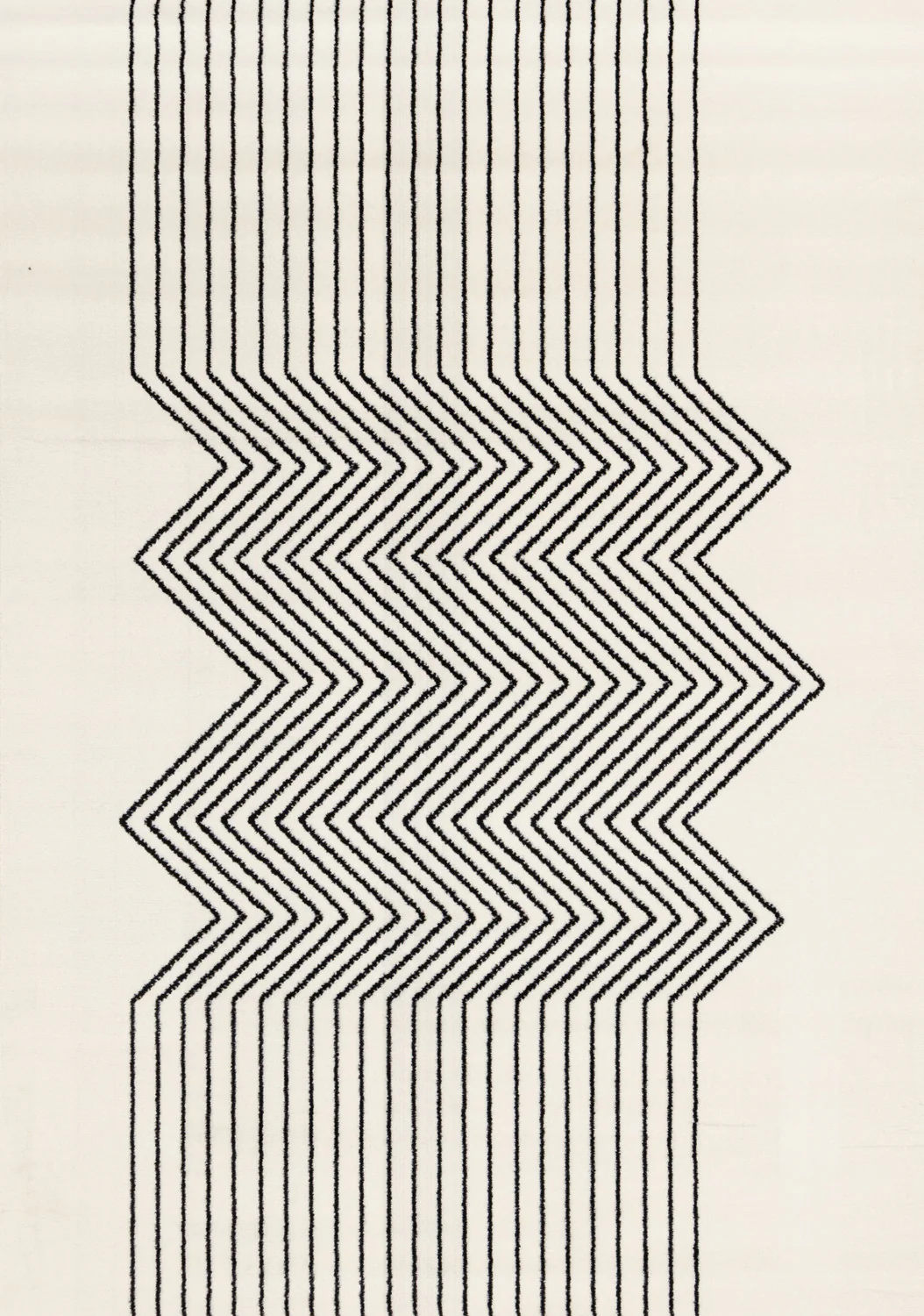 Functional Modern Soundwaves Area Rug - 8' X 11' - White/Black