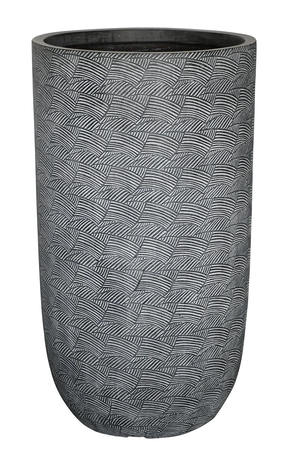 Garden Party Layered Geometric Texture Large Planter - Dark Grey