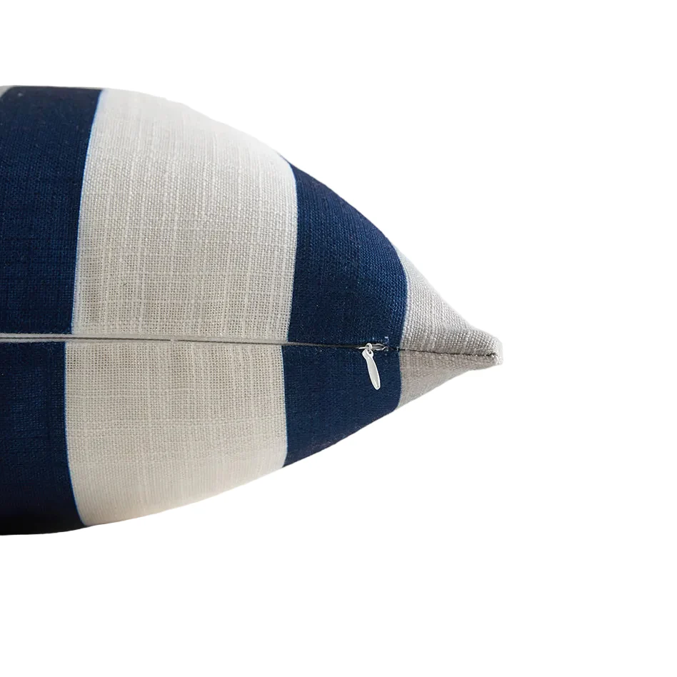 Garden Party Outdoor Decorative Accent Cushion - Blue, White Stripe - Image 2