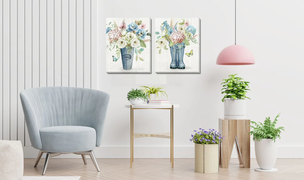 Garden Vase Wall Art - Blue/Green/White - 16 X 20 - Image 2