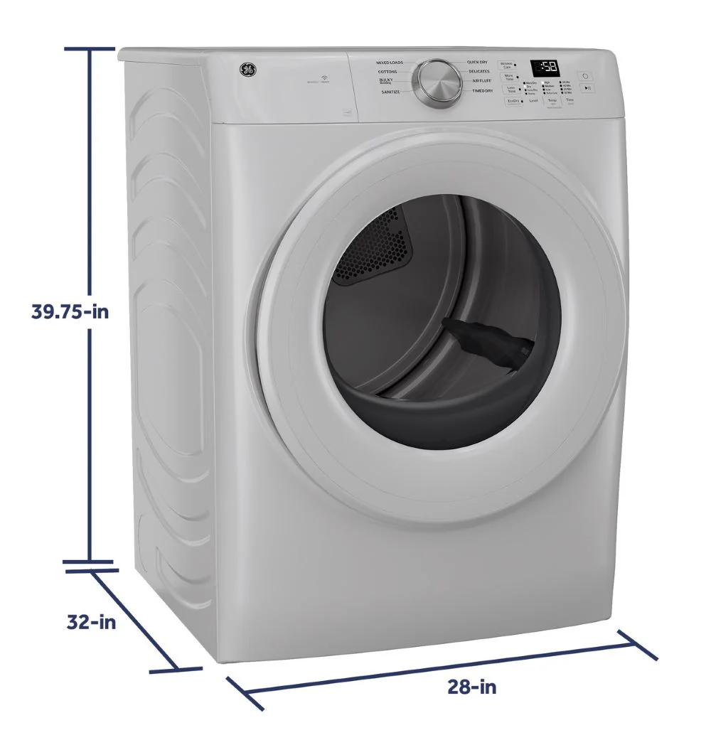 GE 7.8 cu. ft. Capacity Front Load Electric Dryer with Sanitize Cycle, Control Lock and WiFi, White - GFD35ESMYWW - Image 3