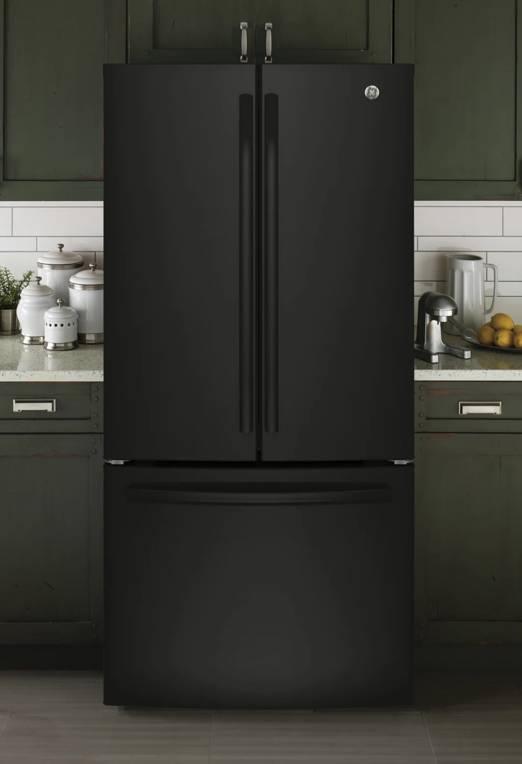 GE 32.75" 18.6 Cu. Ft. Black Counter-Depth French Door Refrigerator - GWE19JGLBB - Image 2