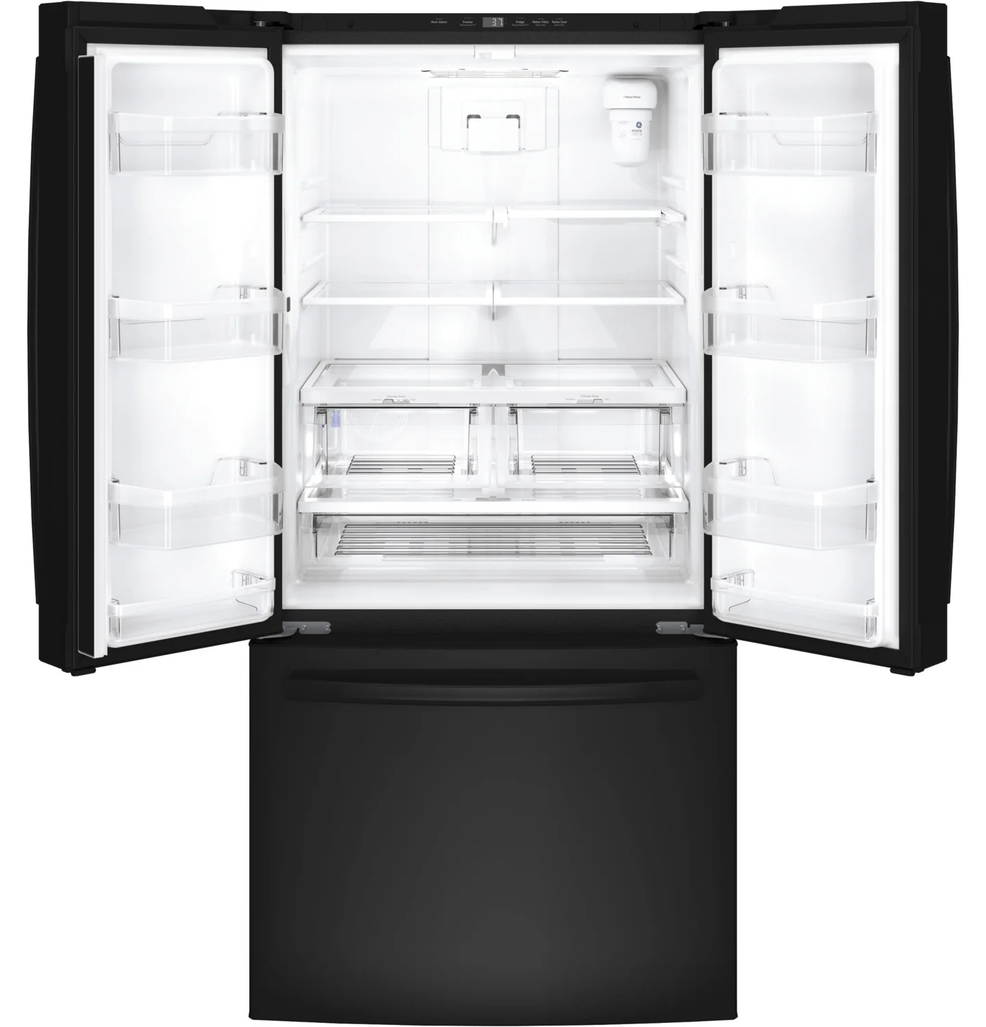 GE 32.75" 18.6 Cu. Ft. Black Counter-Depth French Door Refrigerator - GWE19JGLBB - Image 4
