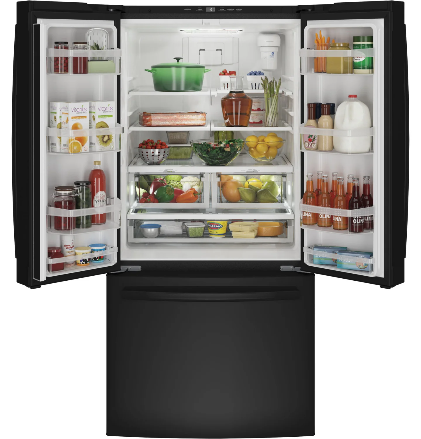GE 32.75" 18.6 Cu. Ft. Black Counter-Depth French Door Refrigerator - GWE19JGLBB - Image 5