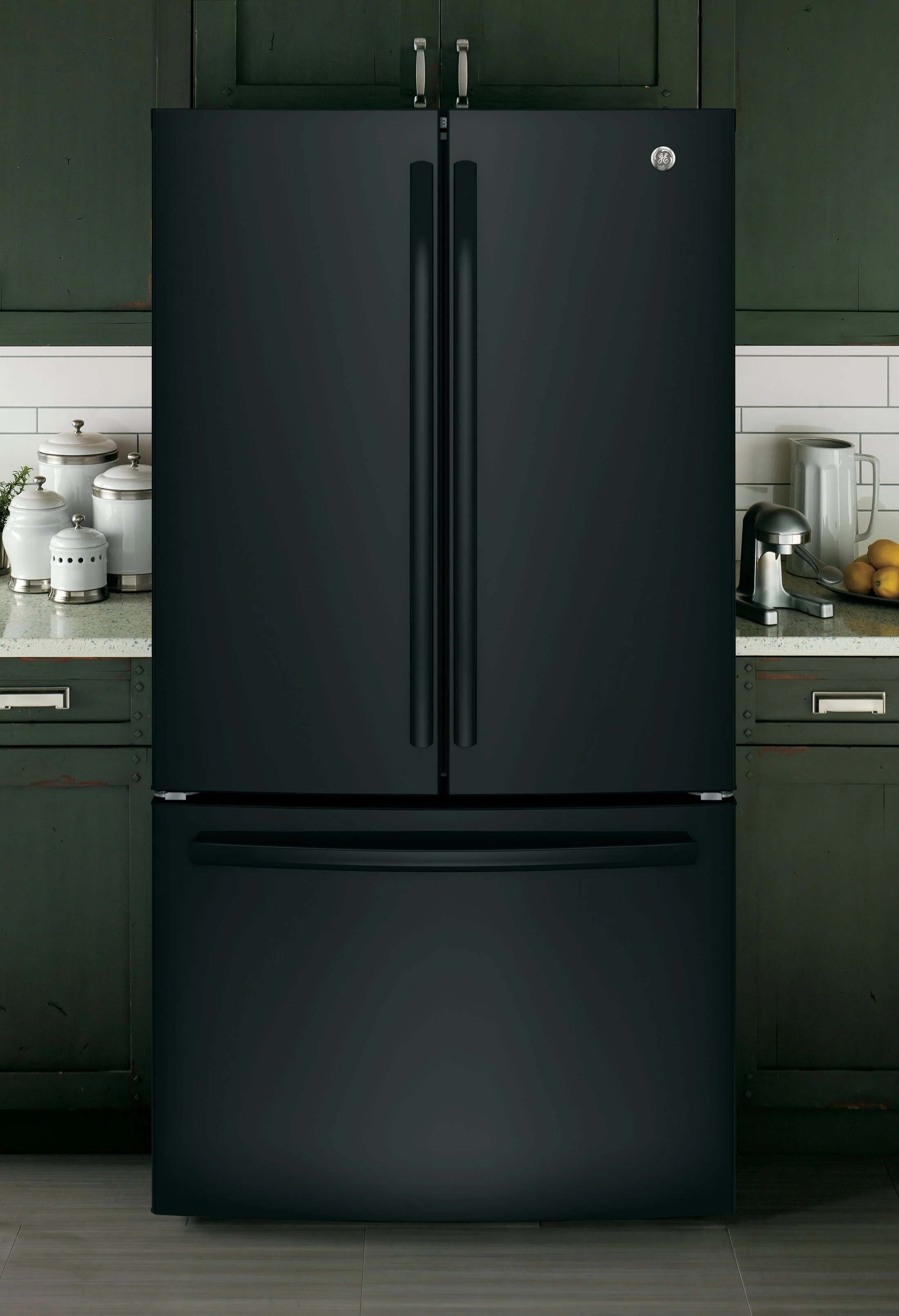 GE 36" 27 Cu. Ft. Black French Door Refrigerator - GNE27JGMBB - Image 2