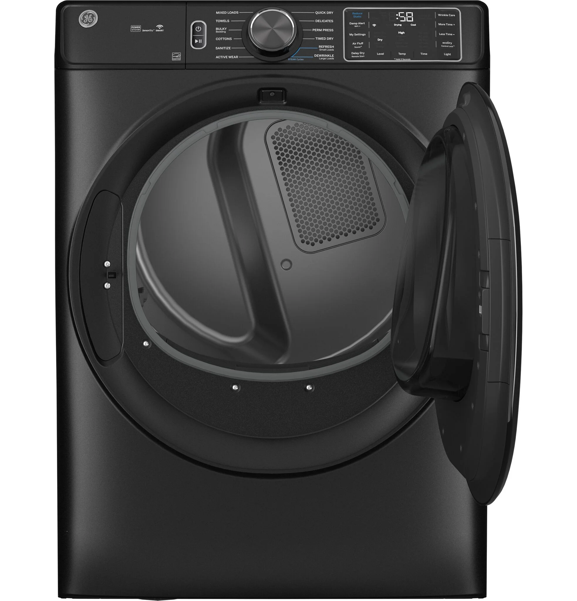 GE Carbon Graphite Smart Steam Front Load Electric Dryer with Sanitize Cycle ( 7.8 cu. ft.) - GFD65ESMVDS - Image 2