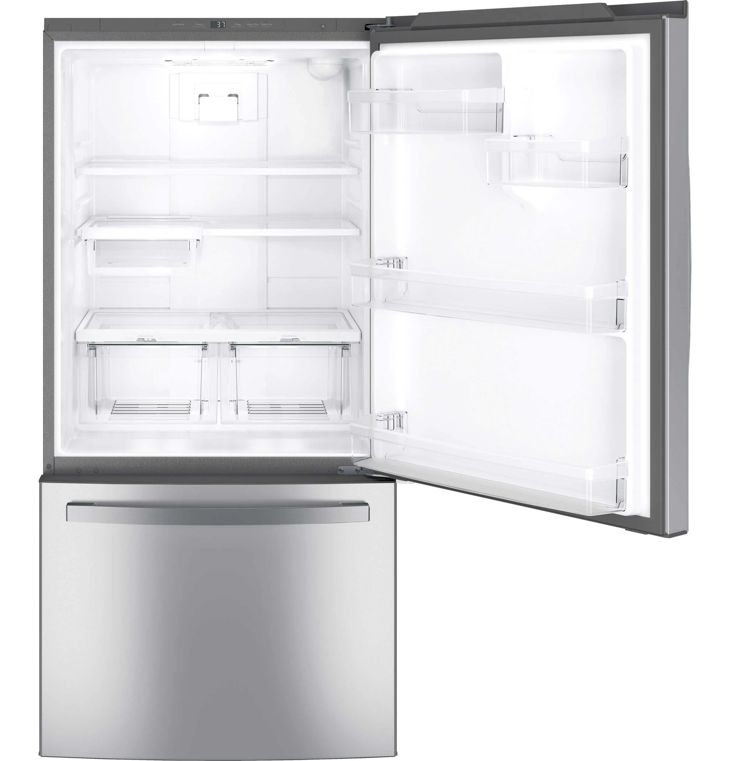 GE 33" 24.9 Cu. Ft. Fingerprint Resistant Stainless Bottom-Freezer Refrigerator - GDE25EYKFS - Image 3