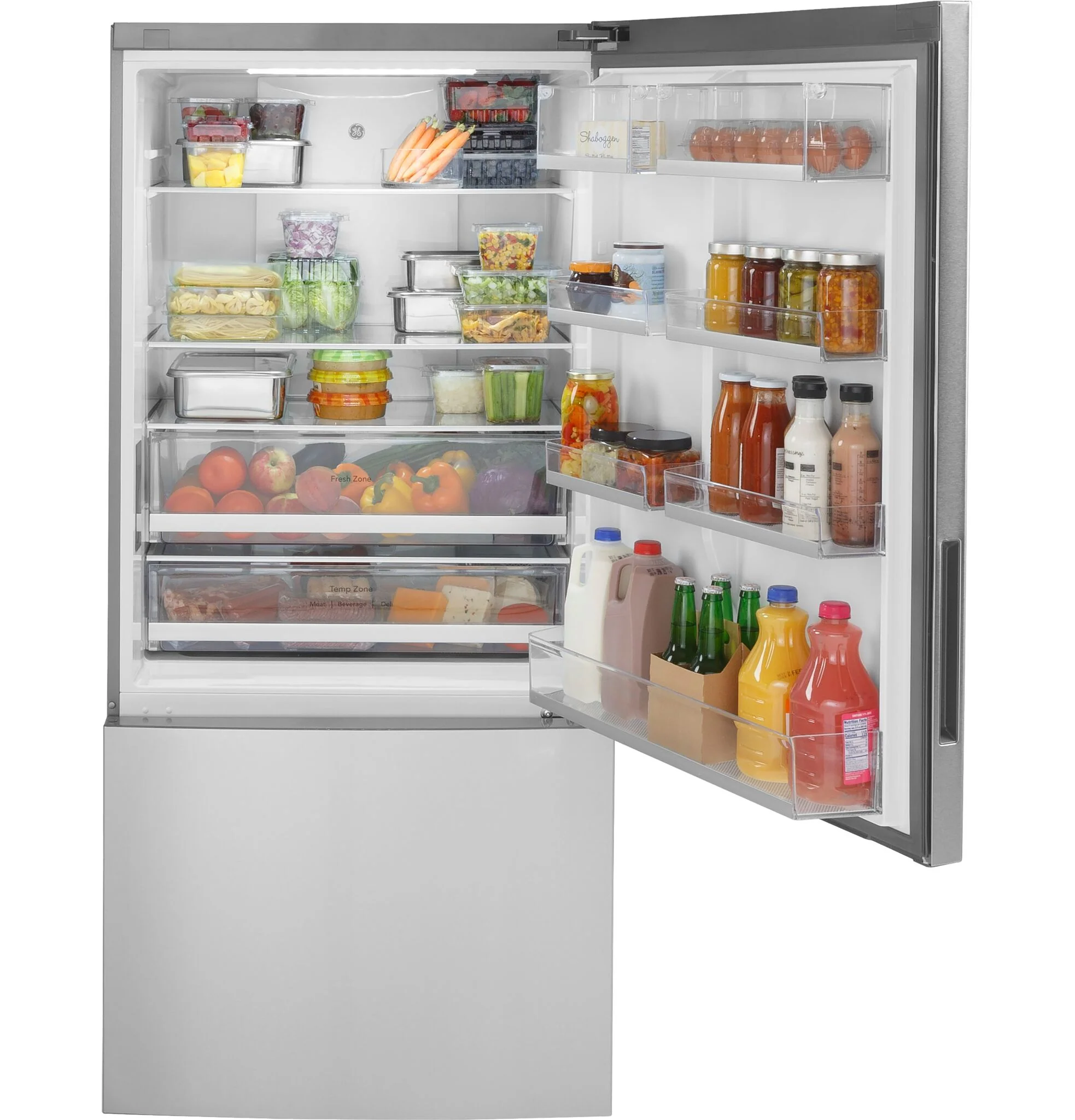 GE 31.25" 17.7 Cu. Ft. Fingerprint Resistant Stainless Steel Bottom-Freezer Refrigerator - GBE17HYRFS - Image 2