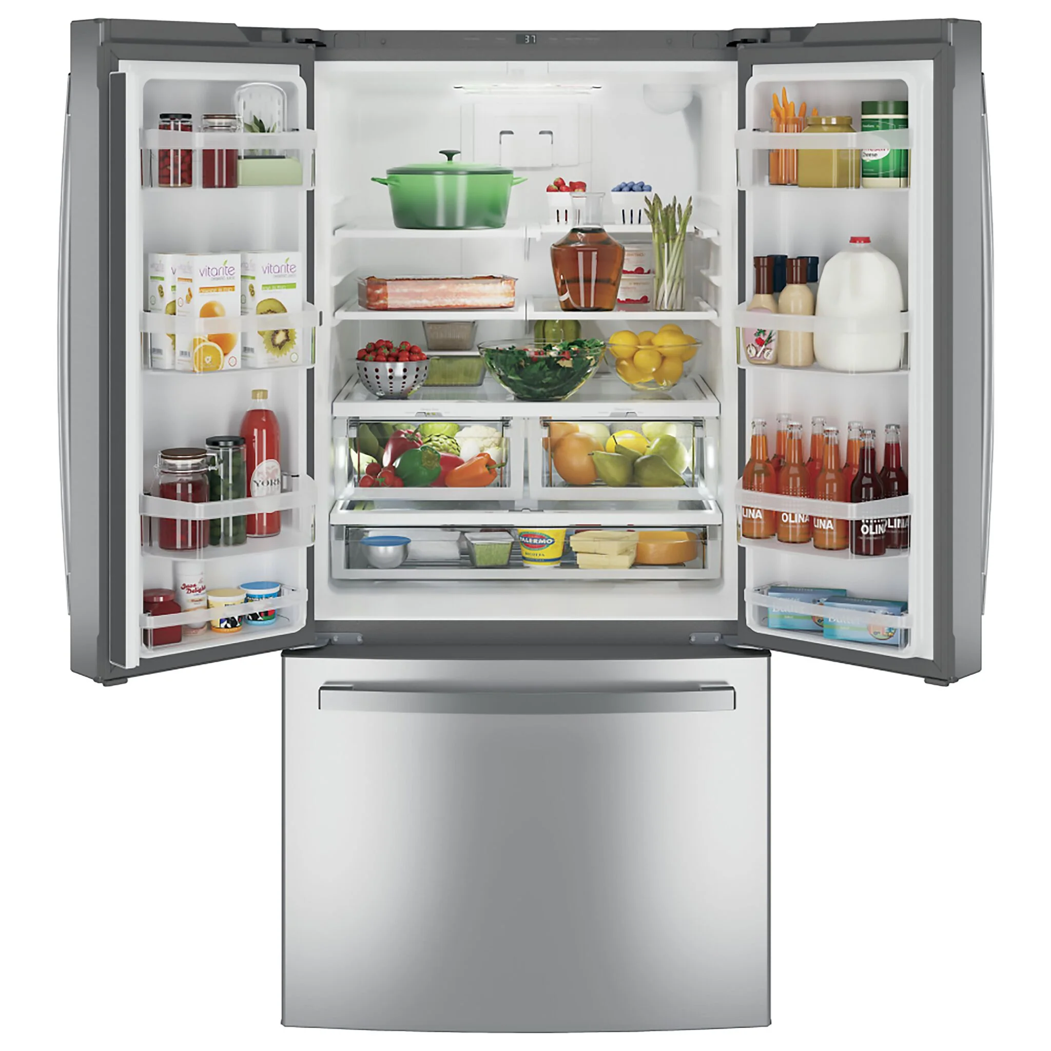 GE 32.75" 24.8 Cu. Ft. Fingerprint Resistant Stainless Steel French Door Refrigerator - GNE25JYKFS - Image 4