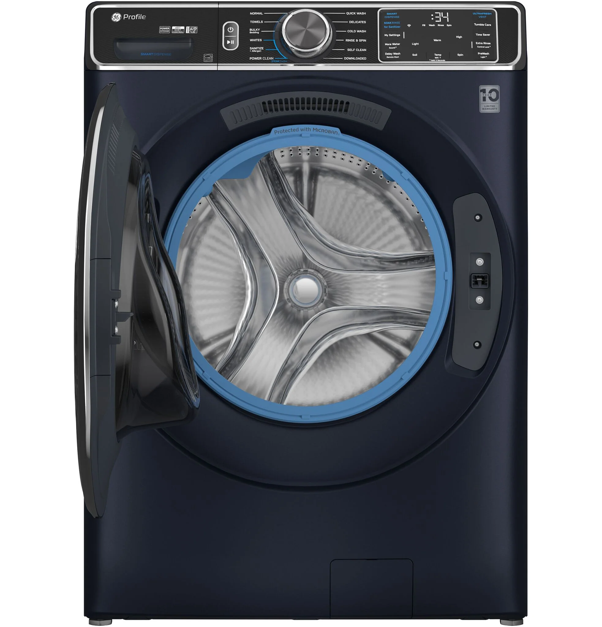 GE Profile Blue Sapphire Smart Steam Front Load Washer (6.1 Cu.Ft.) & Electric Dryer (7.8 Cu.Ft.) - PFW870SPVRS/PFD87ESPVRS - Image 3
