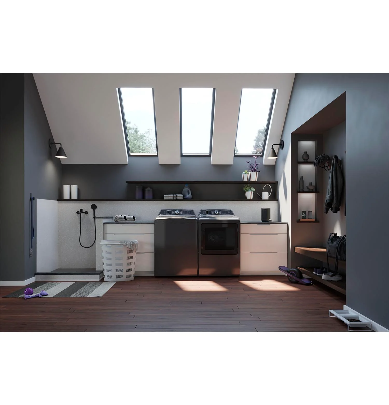 GE Profile Diamond Grey Top Load Washer (6.2 Cu. Ft) & Smart Electric Dryer (7.4 Cu. Ft) - PTW700BPTDG/PTD70EBMTDG - Image 2