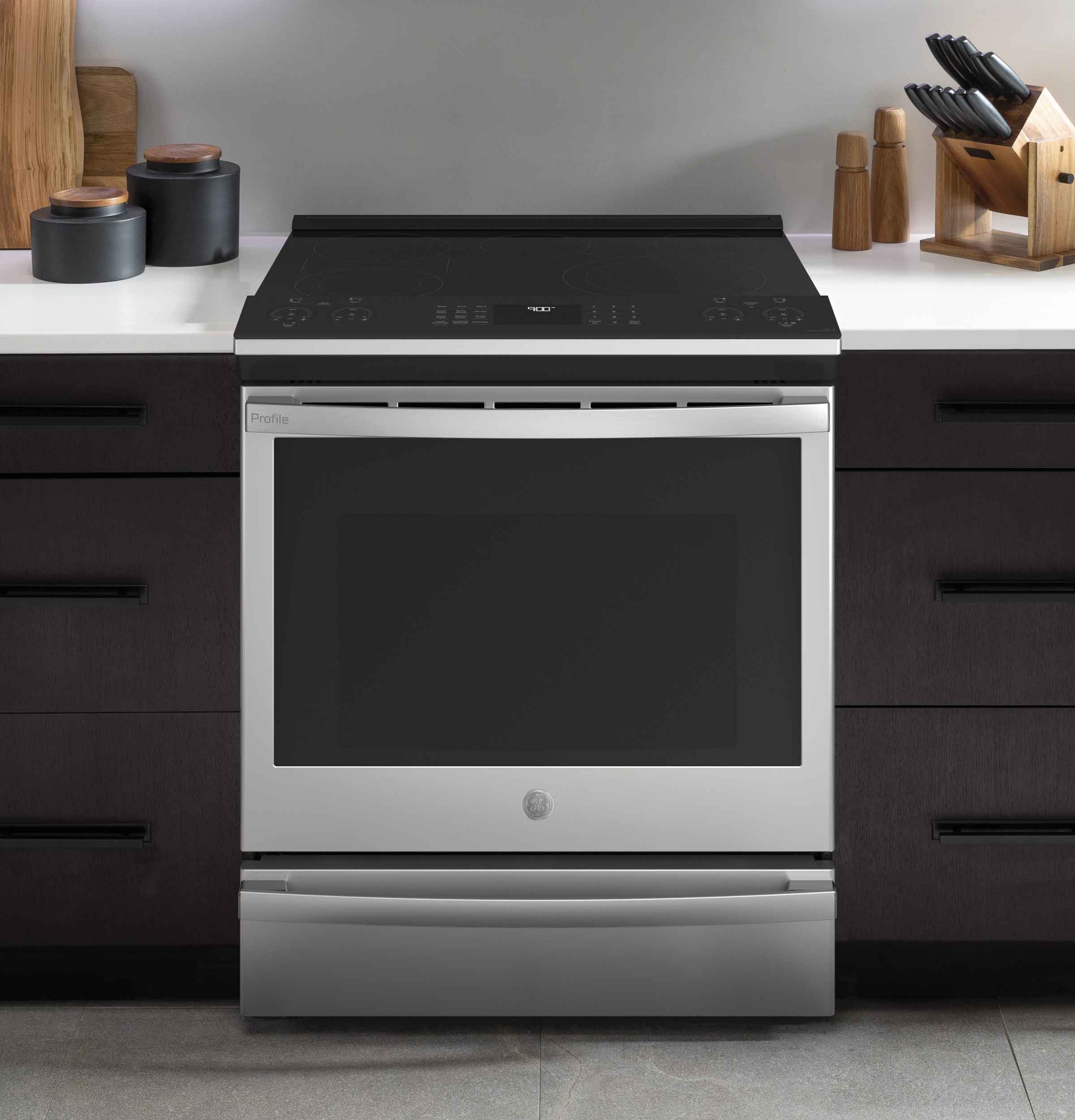 GE Profile Fingerprint Resistant Stainless Steel 30" Slide-In Electric Range with Air Fry (5.3 Cu.Ft) - PSS93YPFS - Image 2