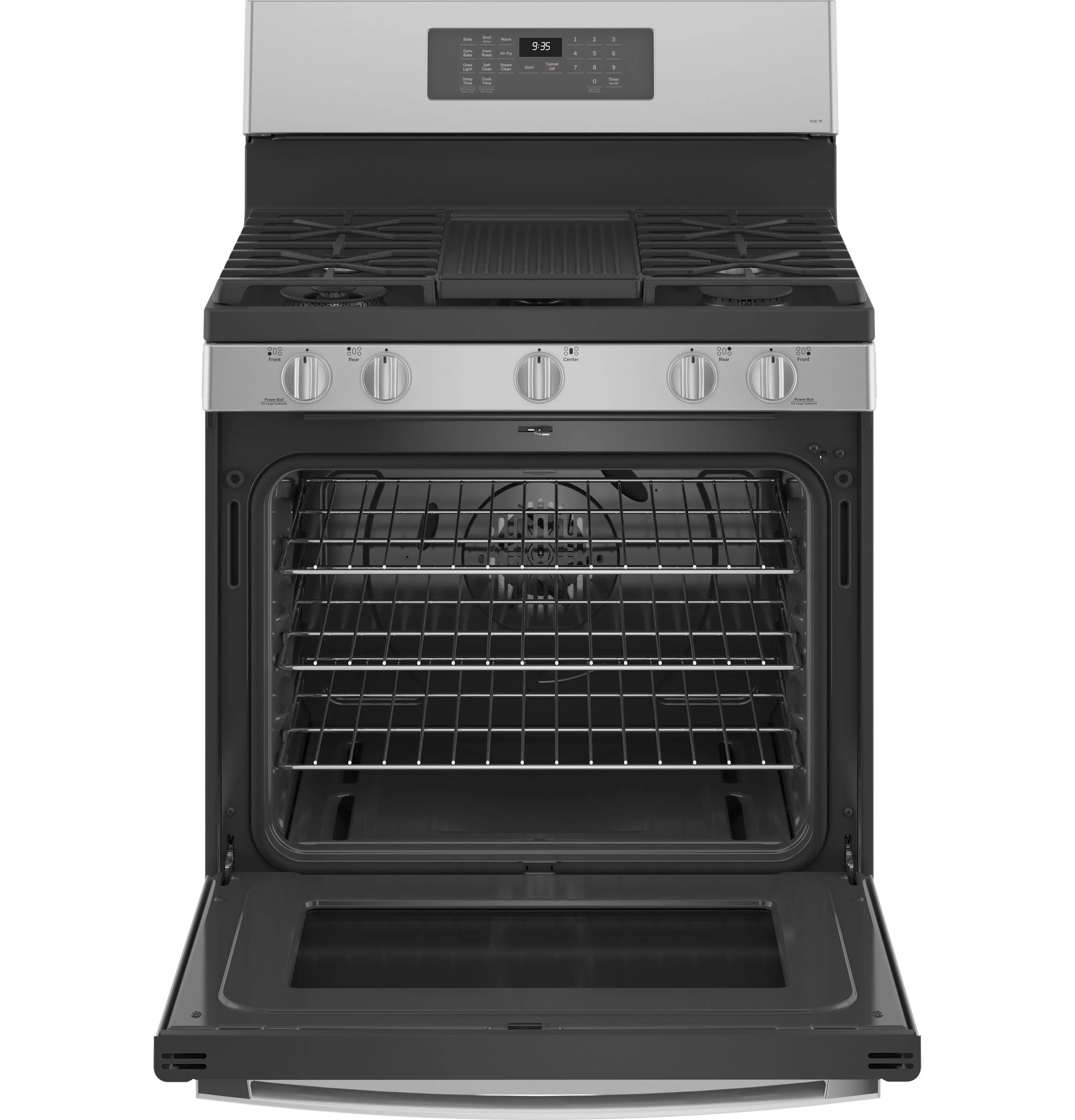 GE Profile Fingerprint Resistant Stainless Steel 30" Smart Freestanding Gas Range with Air Fry (5.6 Cu.Ft.) - PCGB935YPFS - Image 2