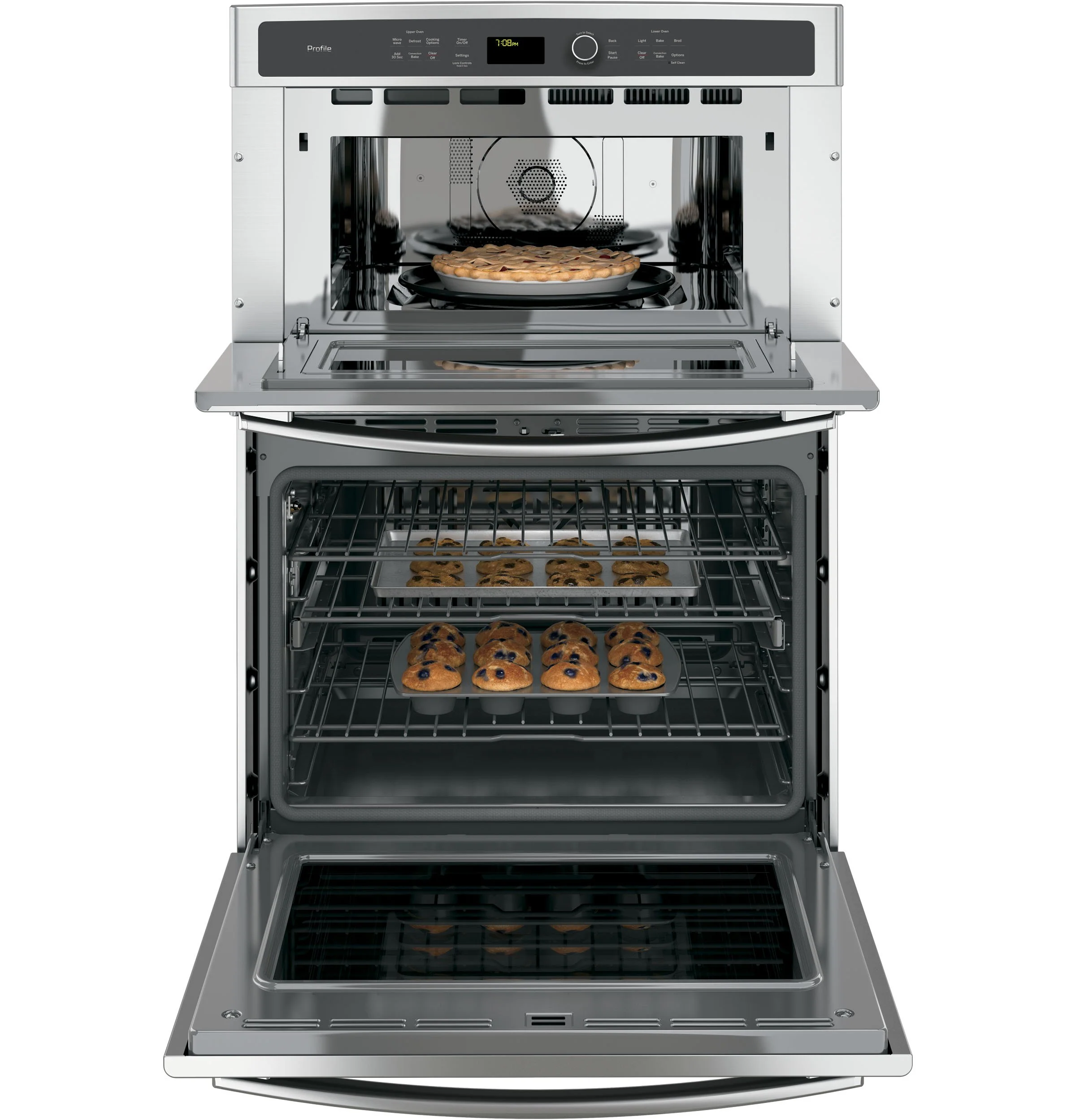 GE Profile Stainless Steel 30" Built-In Combination Convection Microwave/True European Convection Oven - PT7800SHSS - Image 4