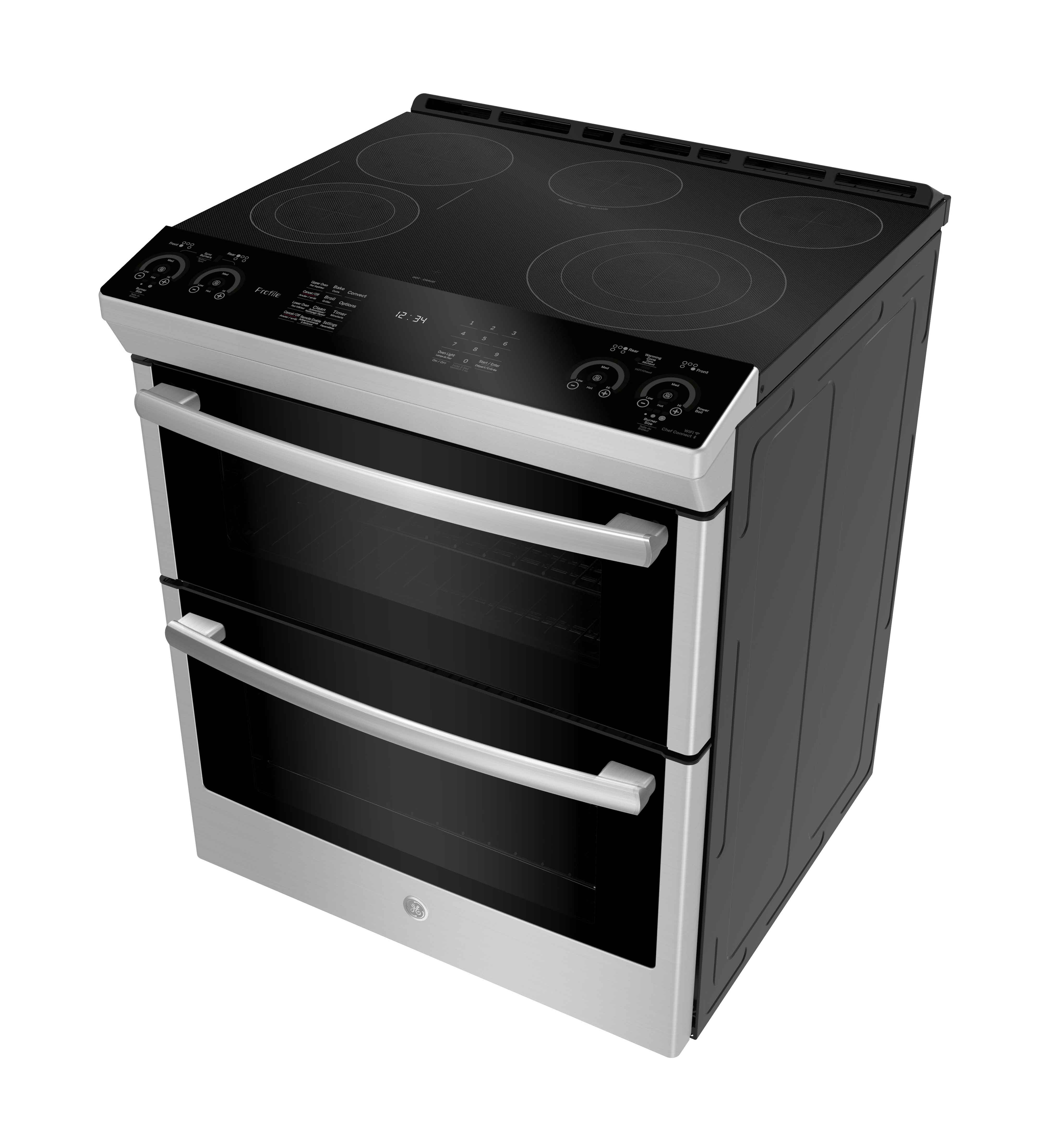 GE Profile Stainless Steel 30" Slide-In Electric Double Oven Range with Air Fry and Self Clean Racks (6.7 Cu. Ft.) - PCS980YMFS - Image 2