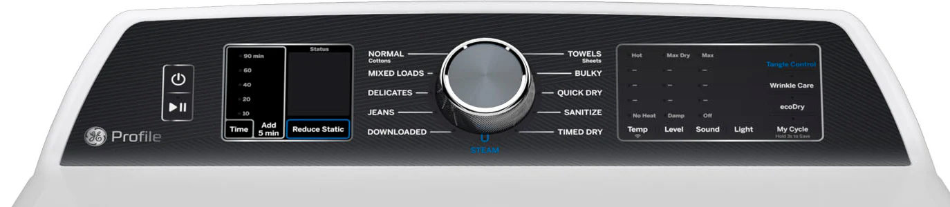 GE Profile White Electric Dryer with Sanitize Cycle (7.4 Cu. Ft) - PTD70EBMTWS - Image 5