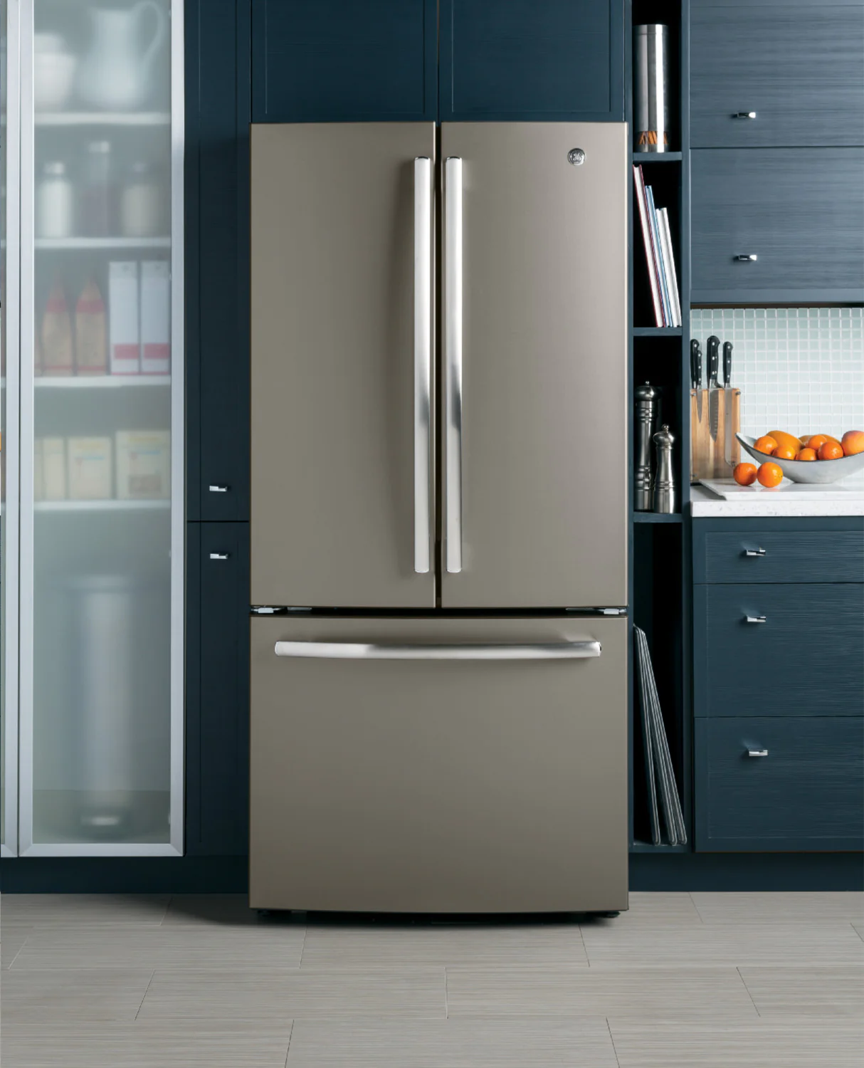 GE 32.75" 18.6 Cu. Ft. Slate Counter-Depth French Door Refrigerator - GWE19JMLES - Image 2
