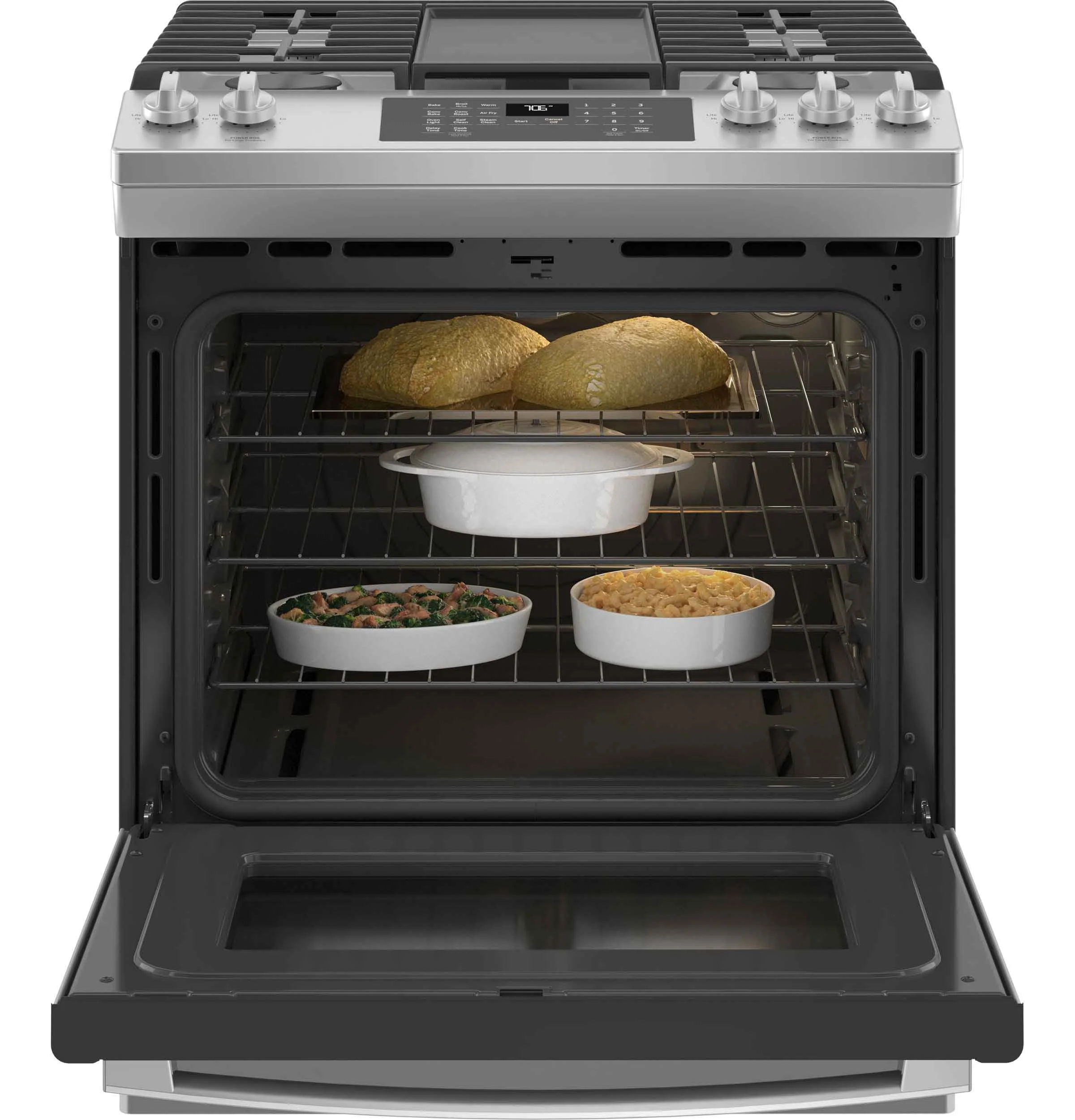 GE Stainless Steel 30" Slide-In Gas Convection Range with Air Fry (5.6 Cu. Ft.) - JCGS760SPSS - Image 3
