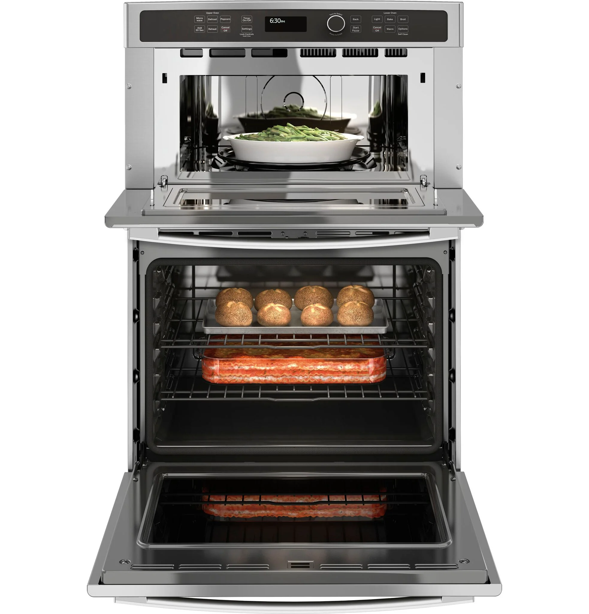 GE® Stainless Steel Combination Double Wall Oven (6.7 cu.ft.) - JT3800SHSS - Image 3