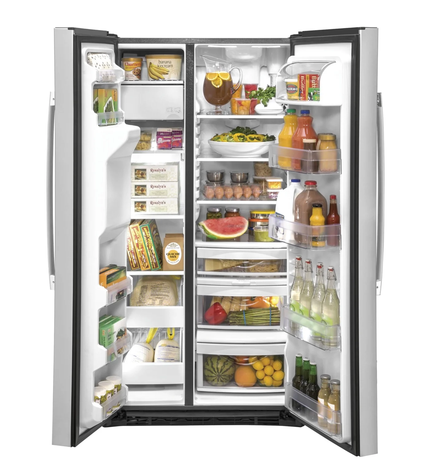 GE 35.75" 21.8 Cu. Ft. Stainless Steel Counter-Depth Side-by-Side Refrigerator - GZS22IYNFS - Image 3