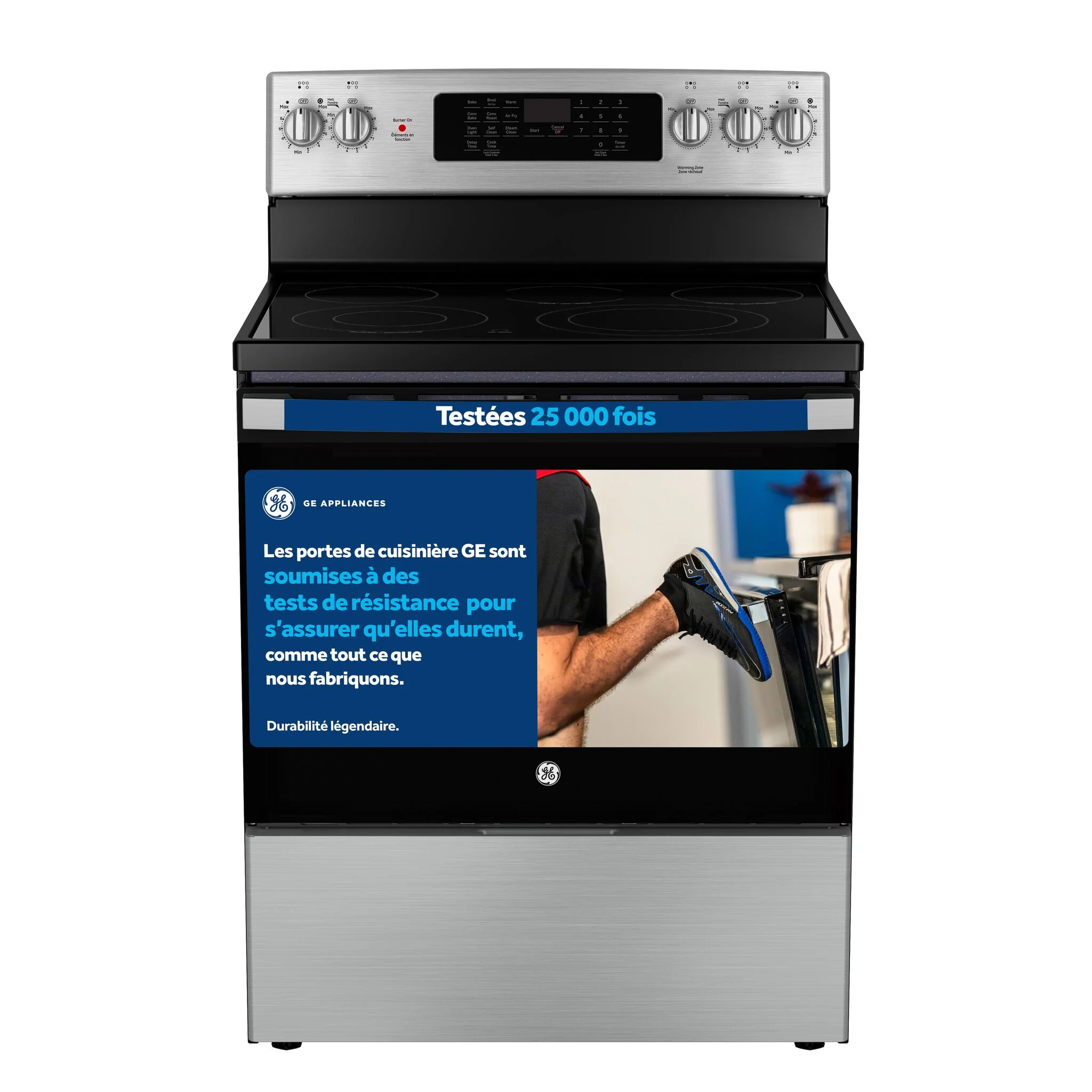 GE Stainless Steel Free-Standing Electric Convection Range with No-Preheat Air Fry (5.0 cu.ft) - JCB840STSS - Image 3