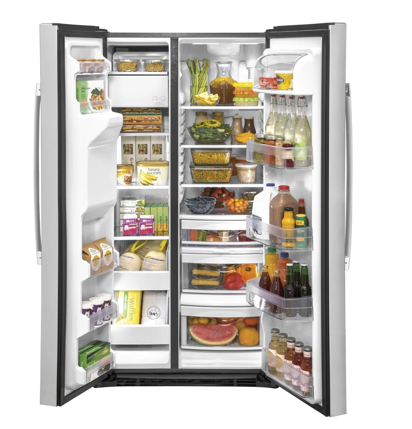 GE 35.75" 25.1 Cu. Ft. Stainless Steel Side-By-Side Refrigerator - GSS25IYNFS - Image 3