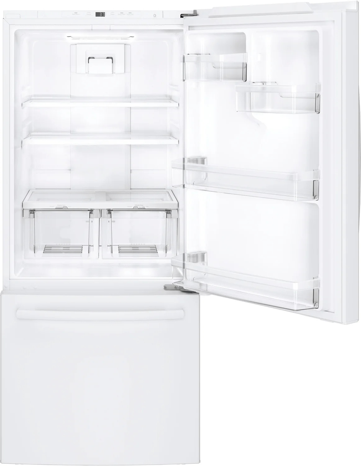 GE 29.75" 20.9 Cu. Ft. White Bottom-Freezer Refrigerator - GDE21DGKWW - Image 2