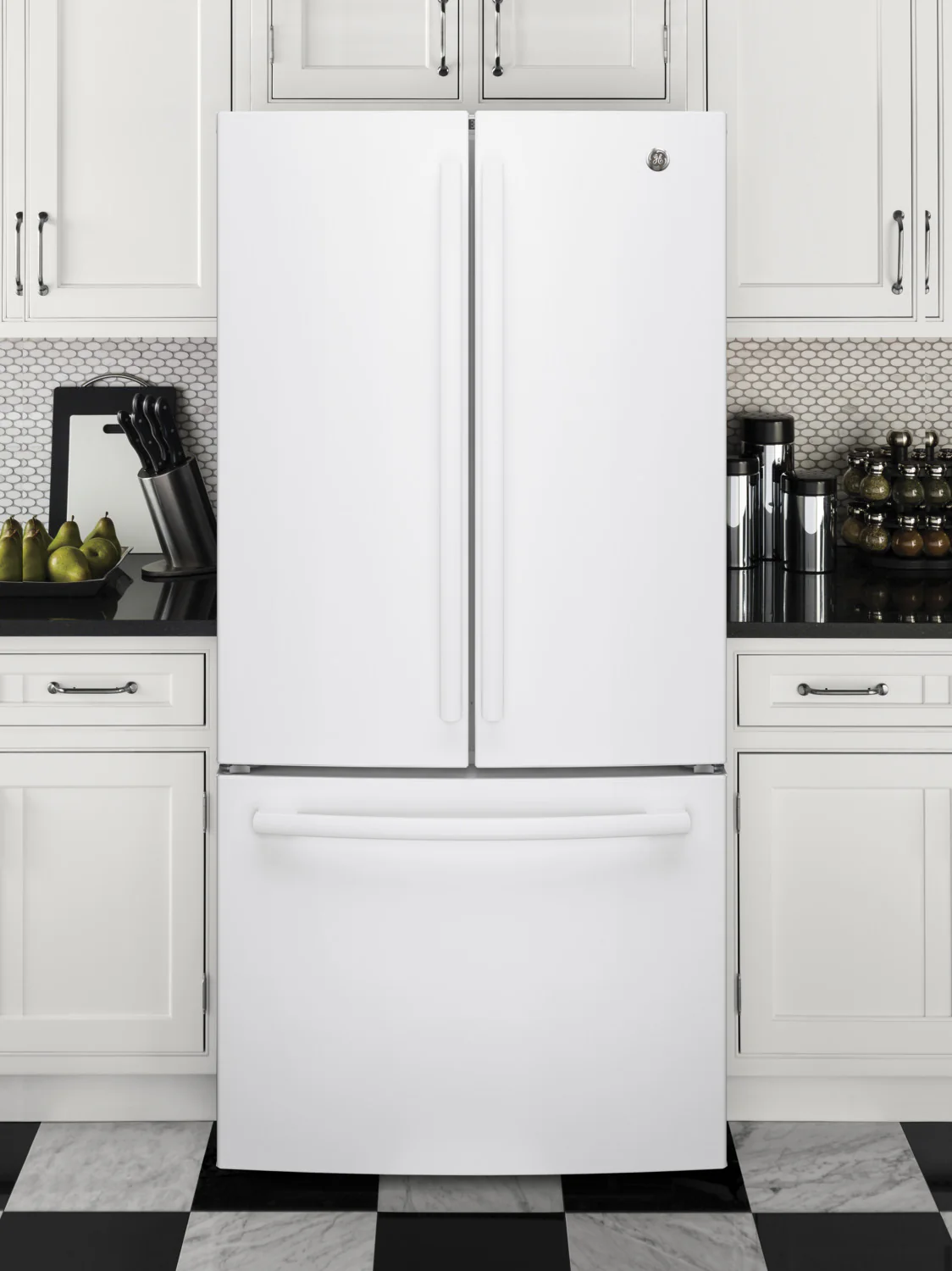 GE 32.75" 18.6 Cu. Ft. White Counter-Depth French Door Refrigerator - GWE19JGLWW - Image 2