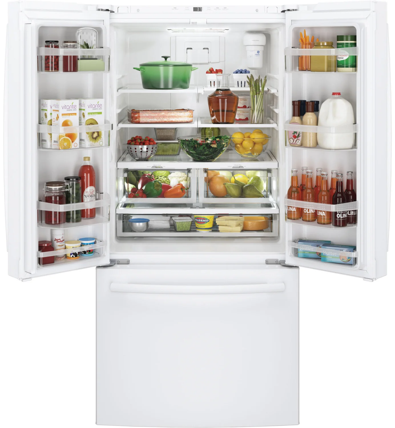 GE 32.75" 18.6 Cu. Ft. White Counter-Depth French Door Refrigerator - GWE19JGLWW - Image 5