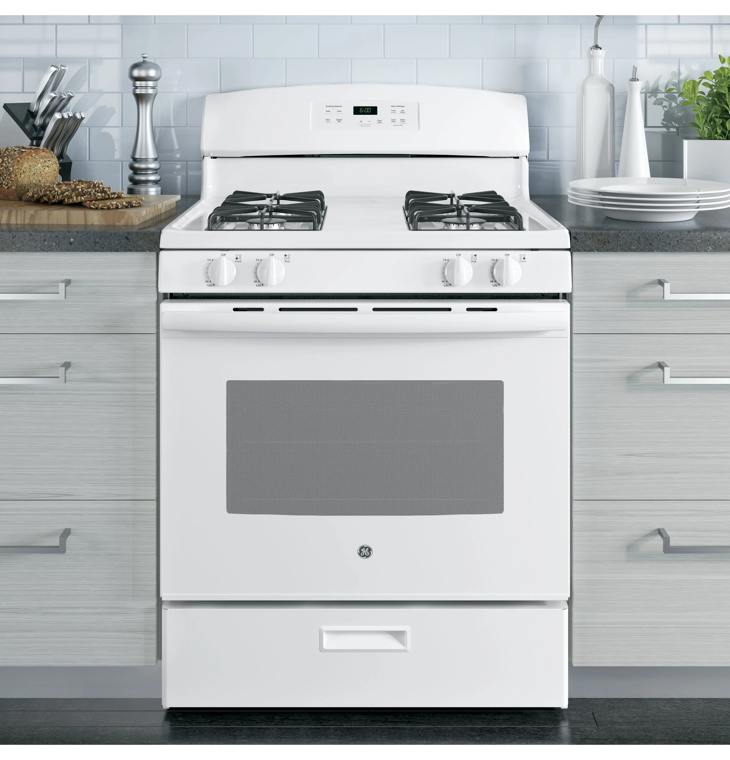 GE White Freestanding Gas Range (5.0 Cu. Ft.) - JCGBS60DEKWW - Image 2