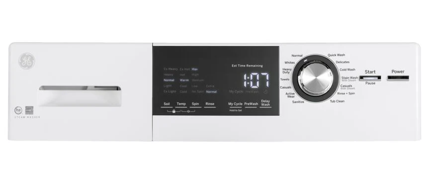 GE White Front Load Washer with Steam (2.8 IEC Cu.Ft.) - GFW148SSMWW - Image 2