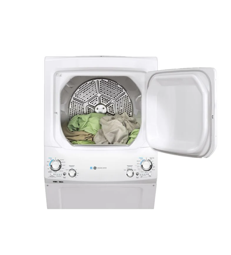 GE White Unitized Spacemaker Washer (4.5 Cu.Ft.) and White Electric Dryer (5.9 Cu.Ft.) - GUD27EEMNWW - Image 3